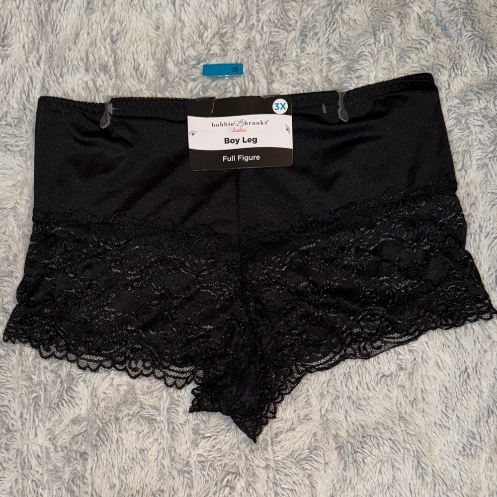 Bobbie Brooks Black Lace Full Figure Panties Plus Size 3X